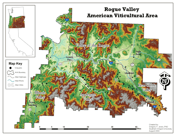 Map via Rogue Valley Winegrowers Association