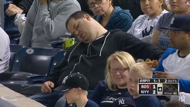 Sleeping Yankees fan - THR
