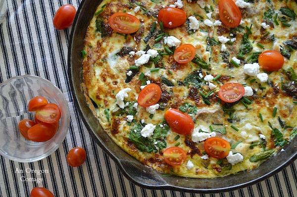 Chicken-Spinach Frittata with Asparagus and Feta - An Oregon Cottage