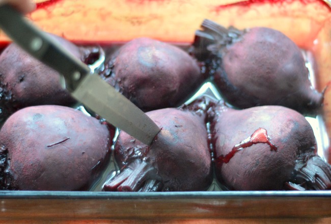 How to Roast and Freeze Beets-checking for tenderness