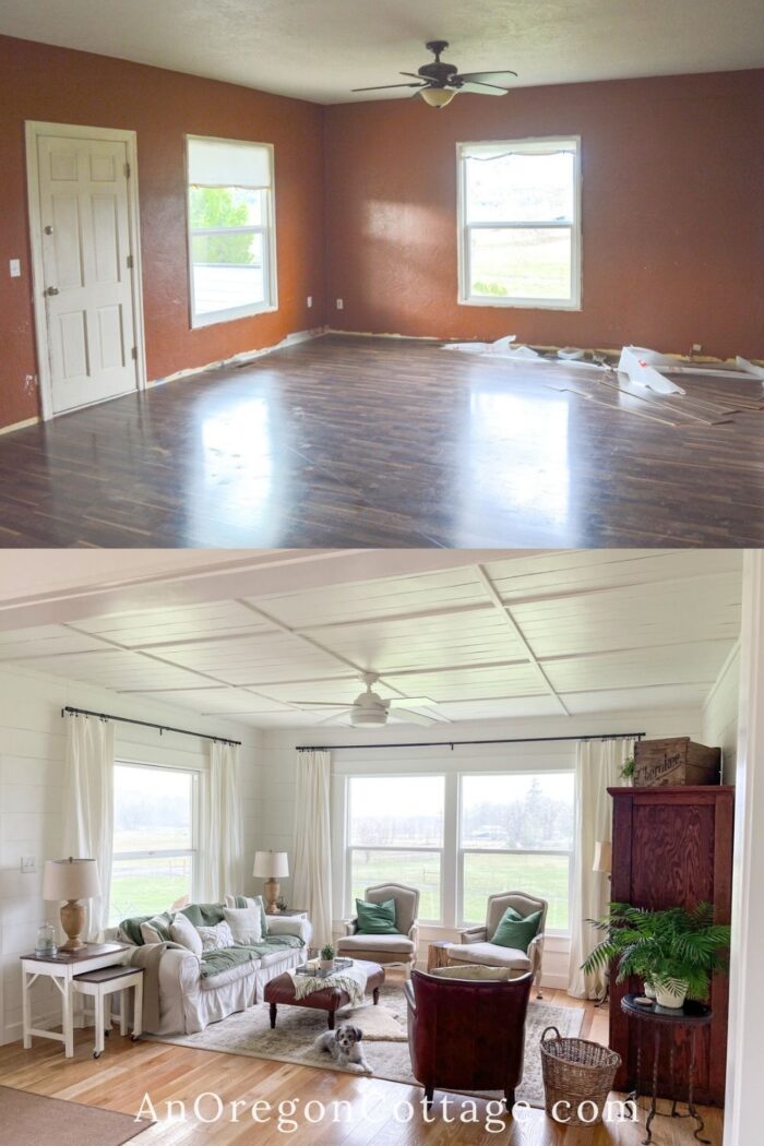farmhouse living room before-after
