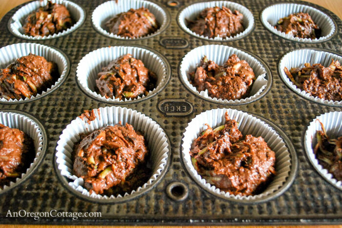 zucchini chocolate cupcake-batter-in-tin