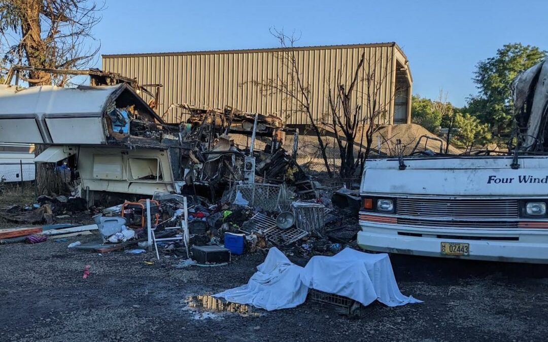 Fire in Pendleton RV park destroys two homes