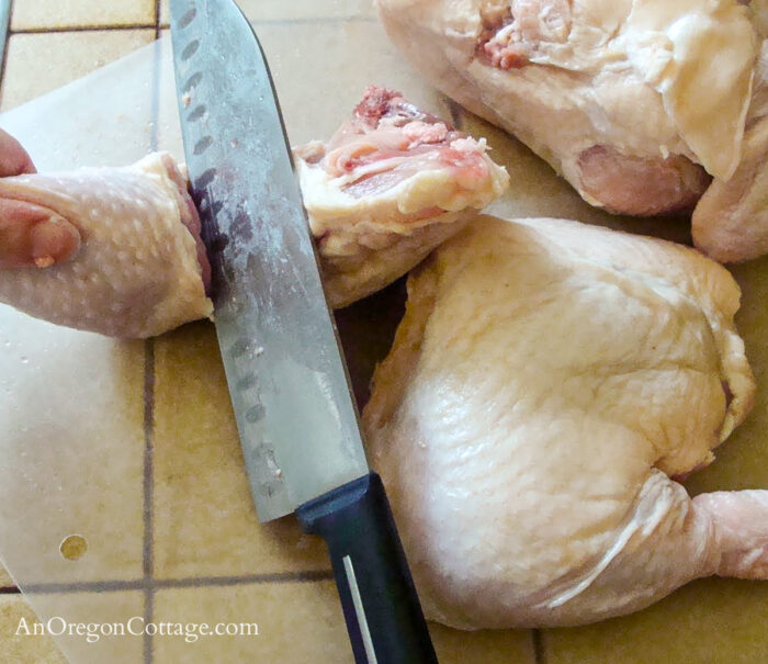 how to cut a chicken-separating the leg from thigh