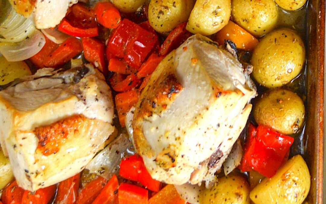 Sheet Pan Roasted Chicken and Vegetables with Lemon & Garlic