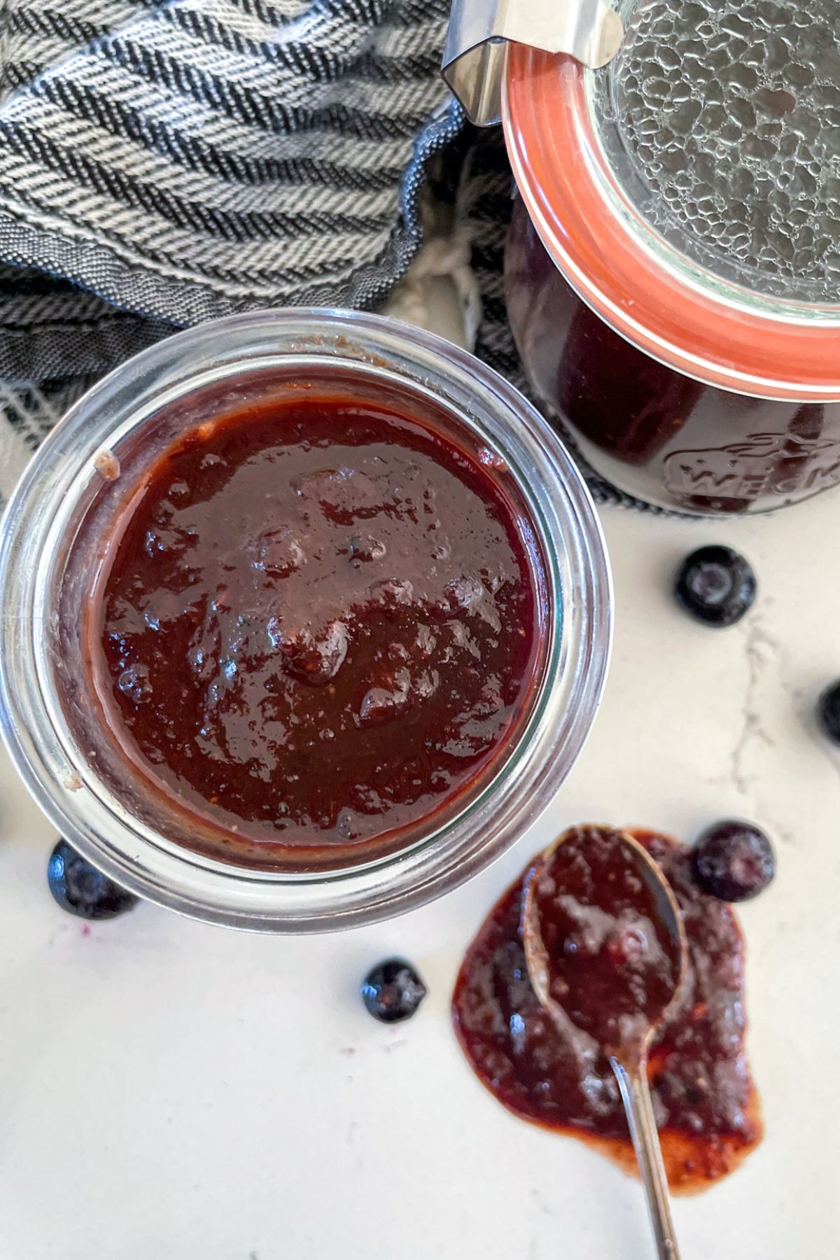 blueberry bbq sauce in jar from above