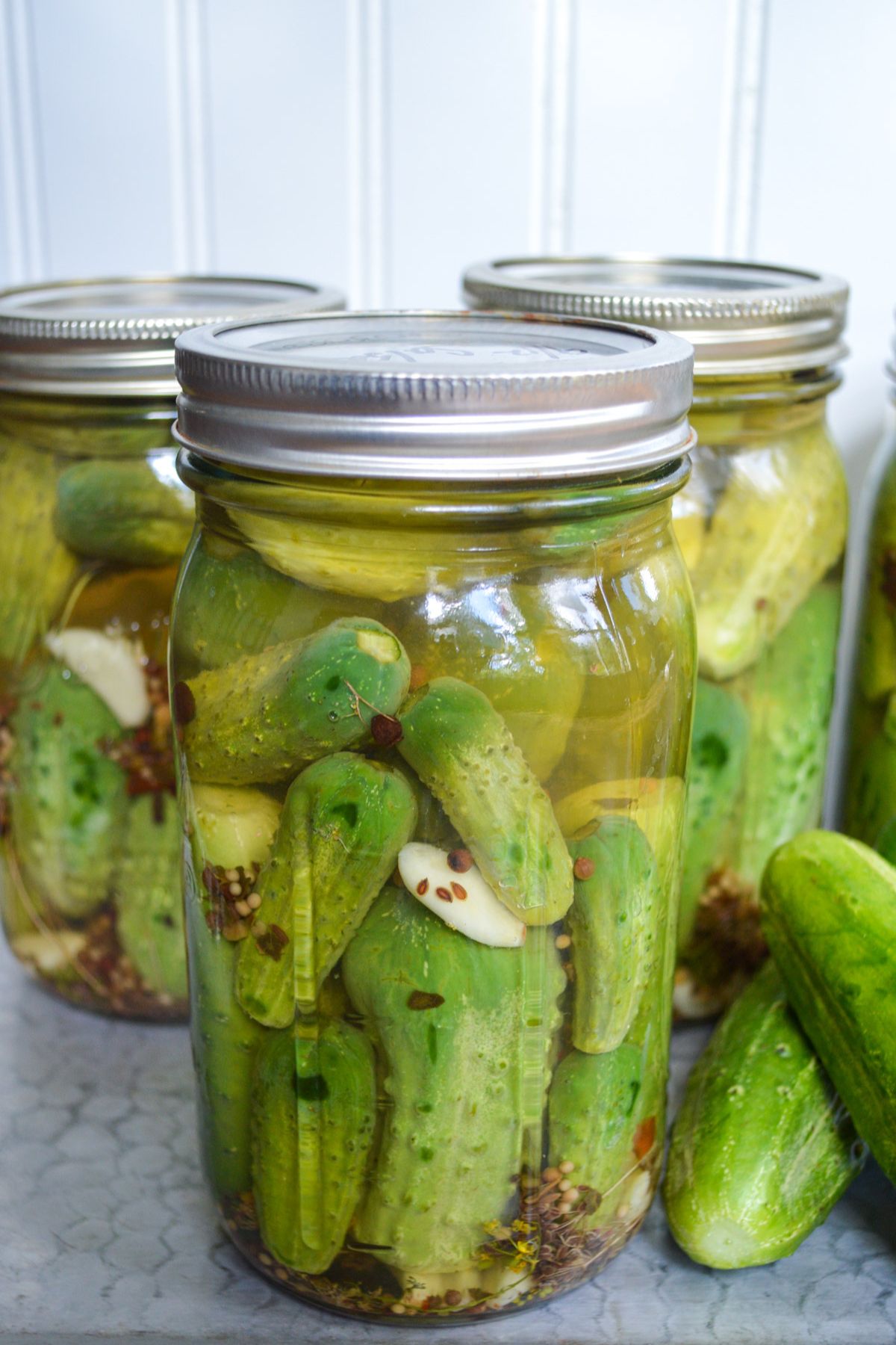 jars of pickled cucumbers