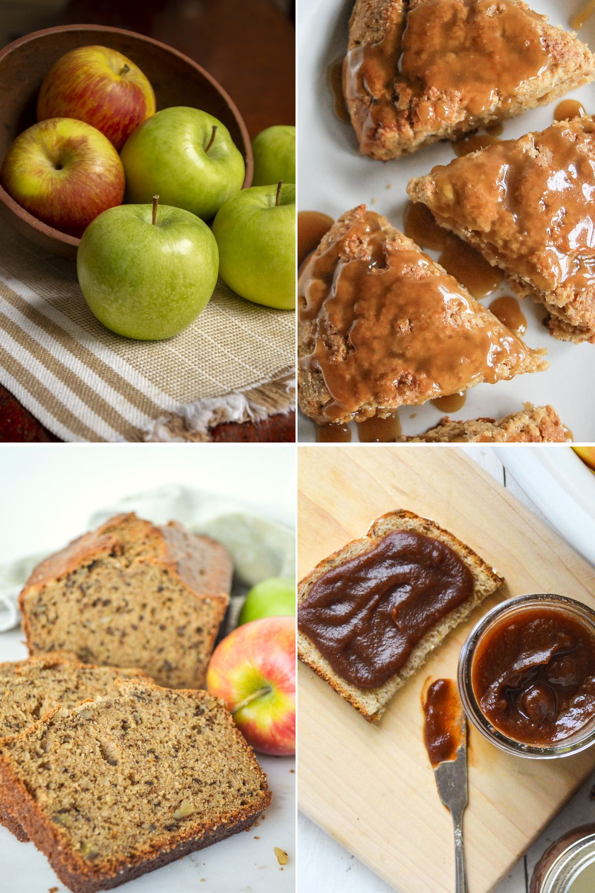 scones, apple butter, bread and apples