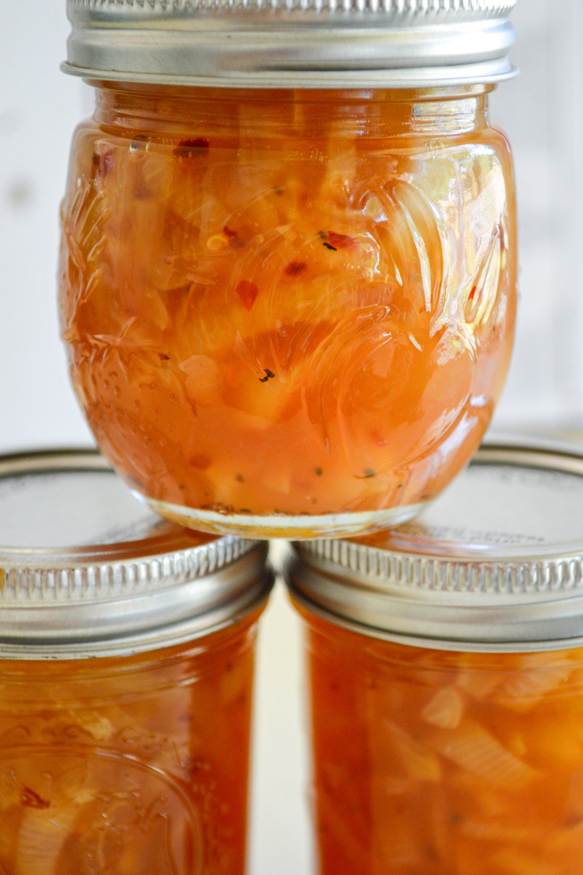 stacked jars of sweet onion marmalade